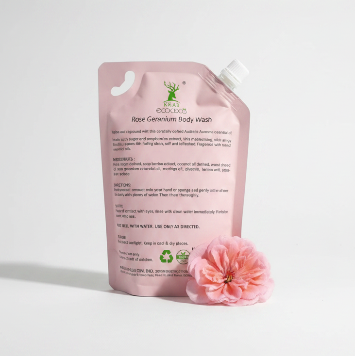 Ecococo Rose Geranium Natural Body Wash 1L (refill)