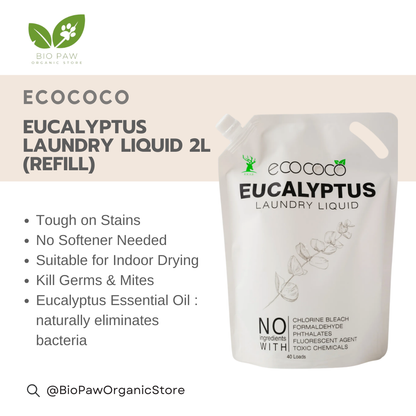 Ecococo Eucalyptus Natural Laundry Liquid 2L (refill) - for hooman