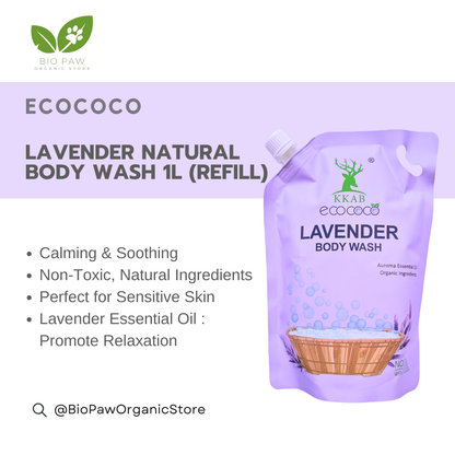 Ecococo Lavender Natural Body Wash 1L (refill)