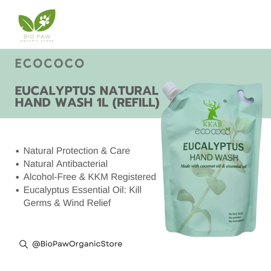 Ecococo Eucalyptus Natural Hand Wash 1L (refill) (Expiry : 07/26)