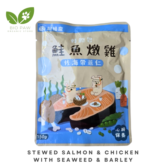 Imported Pet Food : Stewed Salmon & Chicken with Seaweed & Barley 150g