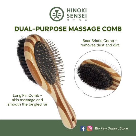 Hinoki Sensei Natural Dual-Purpose Pet Massage Comb
