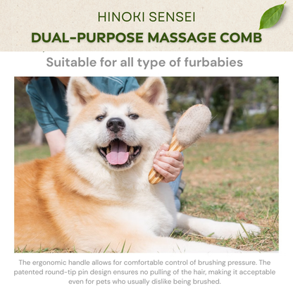 Hinoki Sensei Natural Dual-Purpose Pet Massage Comb