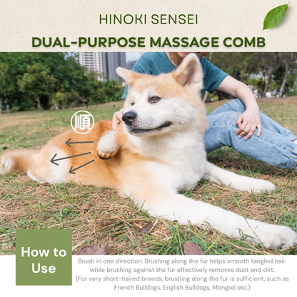 Hinoki Sensei Natural Dual-Purpose Pet Massage Comb