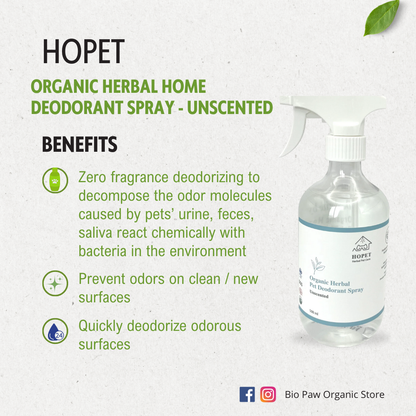 Hopet Natural Herbal Deodorant Spray – Unscented 500ml