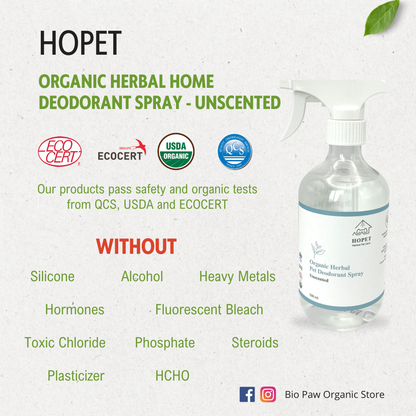 Hopet Natural Herbal Deodorant Spray – Unscented 500ml