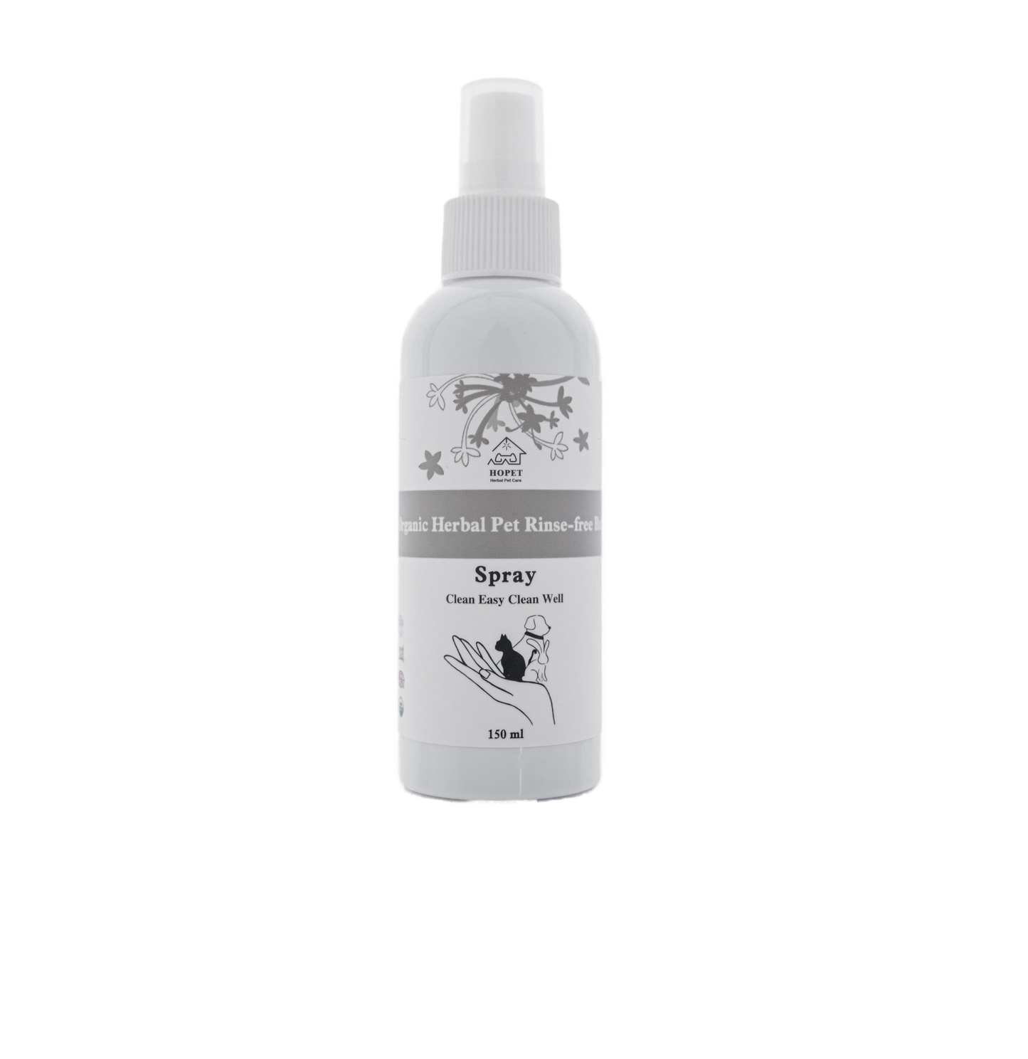Hopet Natural Herbal Pet Dry Shampoo - Spray 150ml
