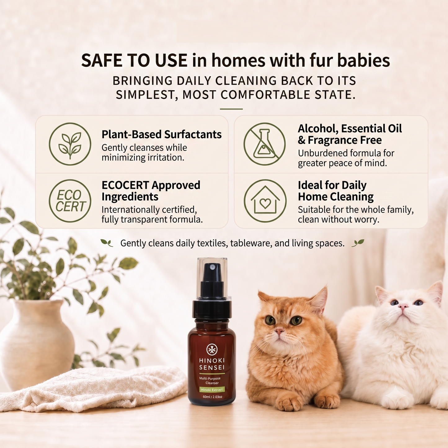 Hinoki Sensei Natural Multi-Purpose Cleanser 60ml - pet friendly