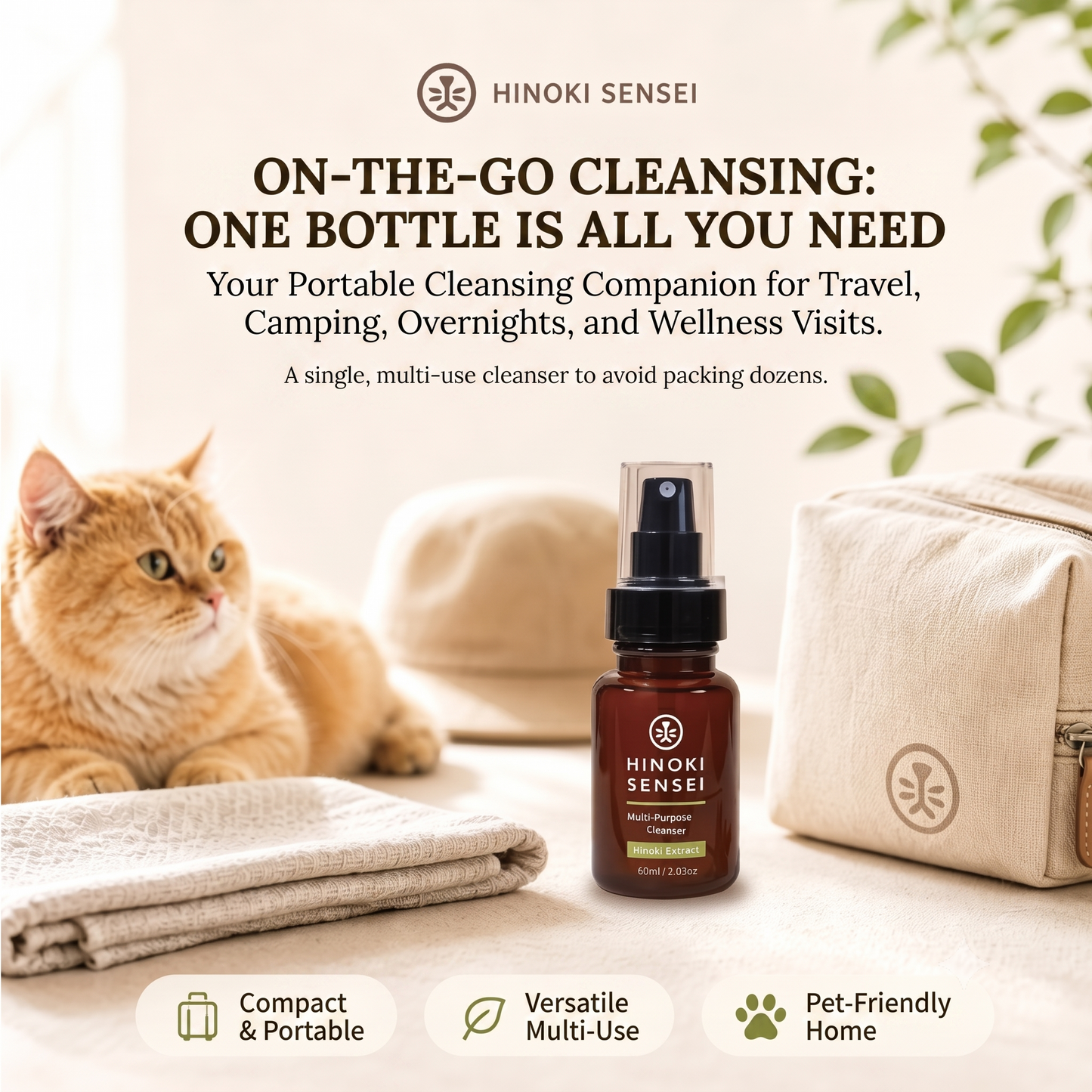Hinoki Sensei Natural Multi-Purpose Cleanser 60ml - pet friendly