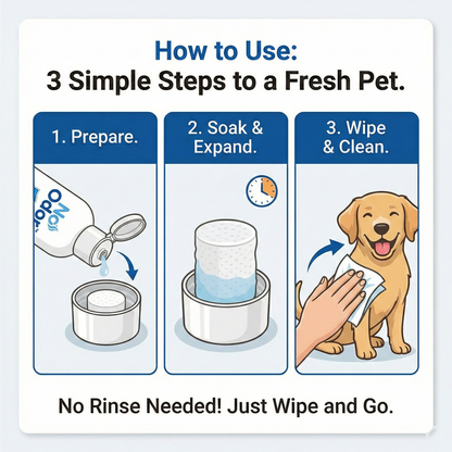 Chic Club Refreshing Pet Dry Bath Liquid (200 ml + 30 Candy-Style Wipe Tablets)