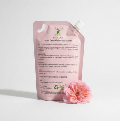 Ecococo Rose Geranium Natural Body Wash 1L (refill)